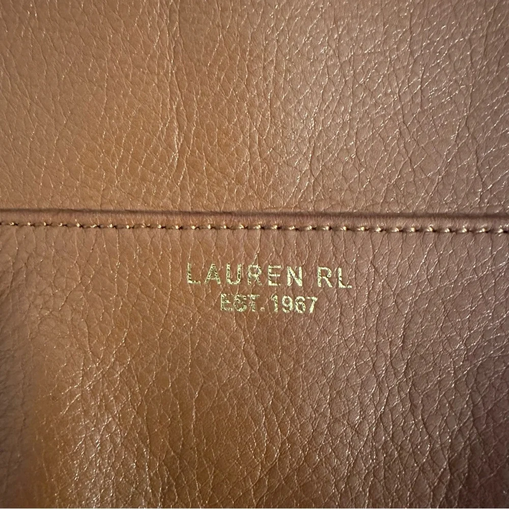 Lauren Ralph Lauren Chestnut Pebbled Leather Shoulder Tote Bag - Picture 4 of 15